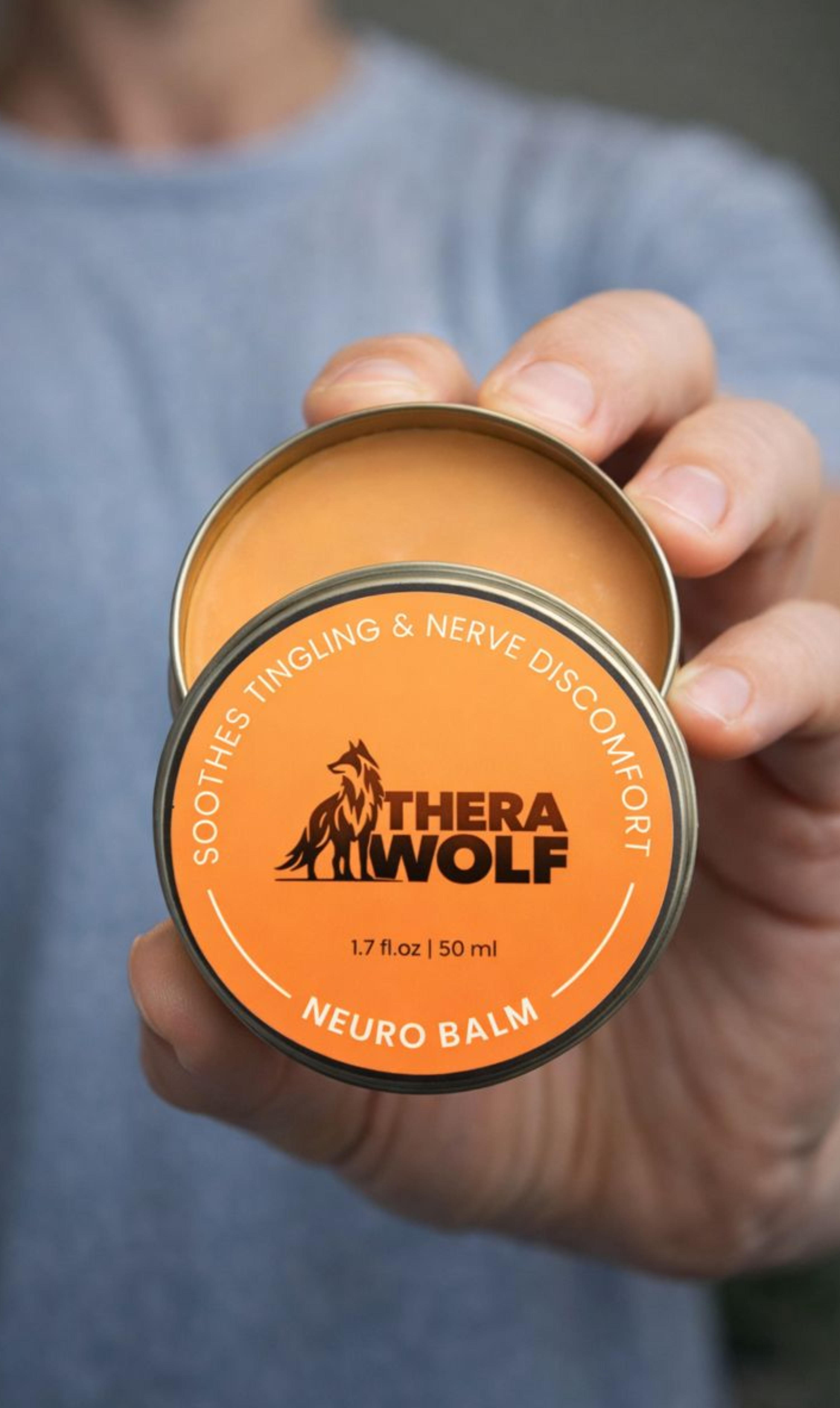 customer showing therawolf relief balm